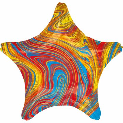 Fóliový balón hviezda Mramor farebný 45cm