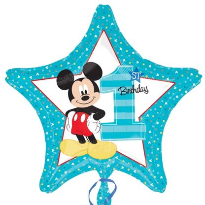 Fóliový balón hviezda 1.narodeniny Mickey 45cm