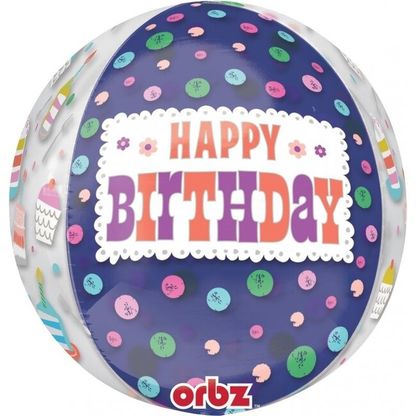 Fóliový balón orbz Happy Birthday Cupcake 40cm