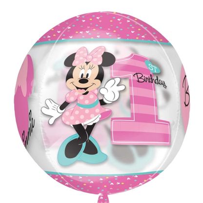 Fóliový balón orbz Minnie 1.narodeniny 40cm
