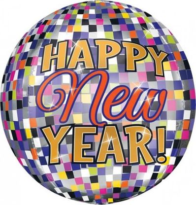 Fóliový balón orbz Happy New Year Disco 40cm