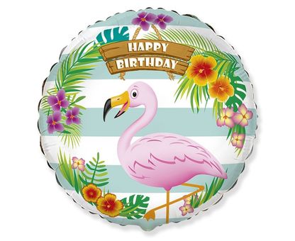 Fóliový balón Plameniak Happy Birthday 45cm