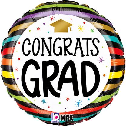 Fóliový balón Promócie Congrats Grad pruhovaný 45cm