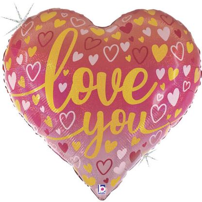 Fóliový balón srdce Love You Glitz 76cm