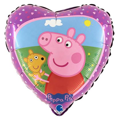 Fóliový balón srdce Prasiatko Peppa Pig 46cm