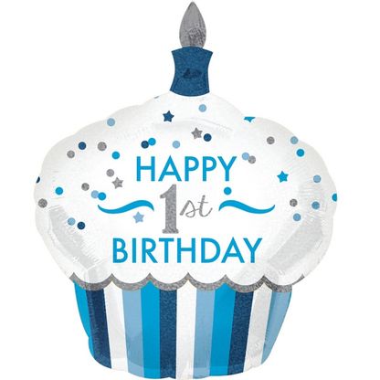 Fóliový balón supershape 1st Birthday Cupcake modrý 73x91cm
