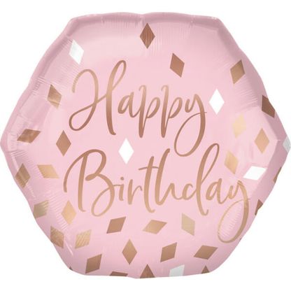 Fóliový balón supershape Happy Birthday ružovo zlatý 58cm