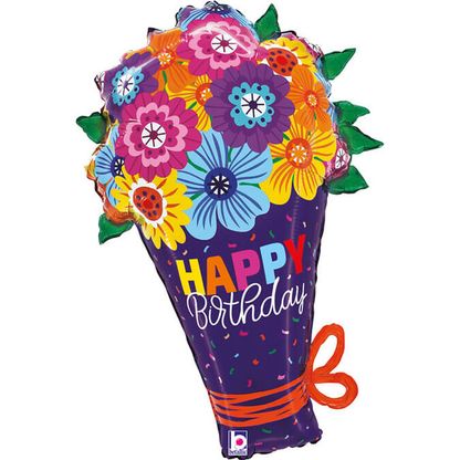 Fóliový balón supershape Kytica Happy Birthday 76cm