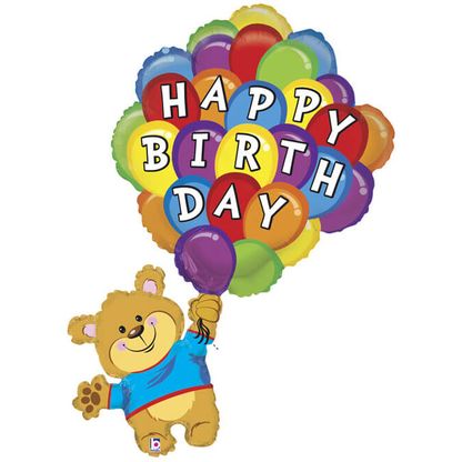 Fóliový balón supershape Medvedík Happy Birthday 107cm