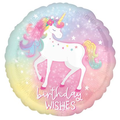 Fóliový balón Unicorn Birthday Wishes 43cm