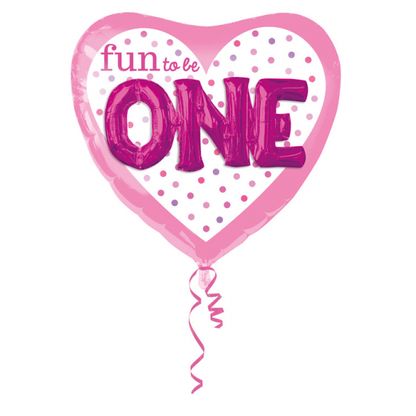 Fóliový balón srdce ONE ružový 91cm