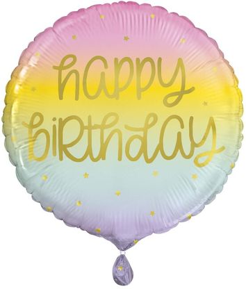 Fóliový balón Happy Birthday pastelový 45cm