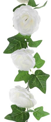 Girlanda Biele ruže s listami 180cm