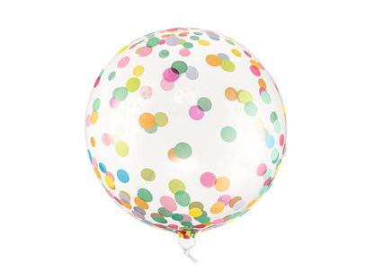 Guľatý fóliový balón s konfetami farebný 40cm