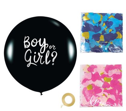 Guľatý balón s konfetami Gender Reveal 60cm