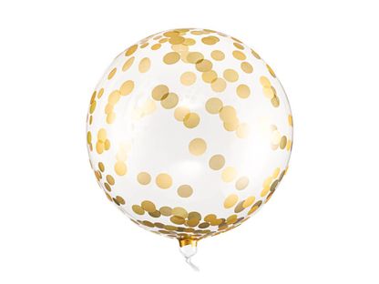 Guľatý fóliový balón s konfetami zlatý 40cm