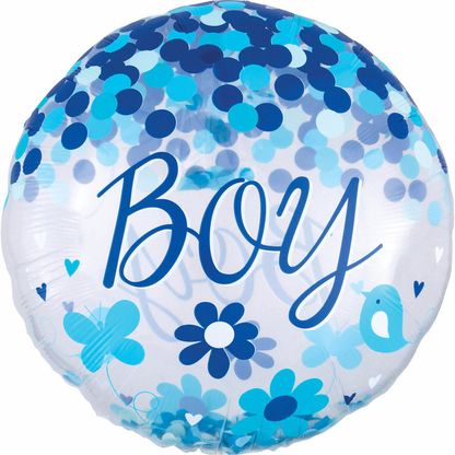 Fóliový balón Jumbo s konfetami Boy 71cm