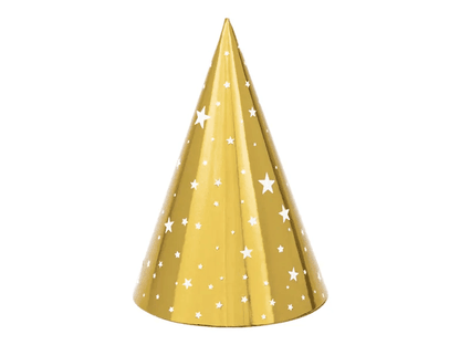 Párty klobúčiky zlaté s hviezdami 6ks