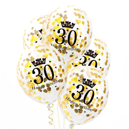Konfetové balóny 30 rokov zlaté 6ks 30cm