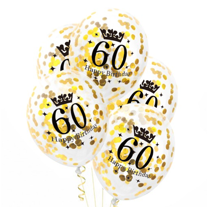 Konfetové balóny 60 rokov zlaté 6ks 30cm