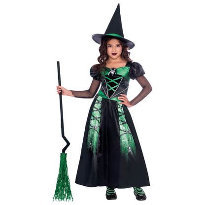 Kostým Čarodejnica Pavučia zelená 3-4 roky