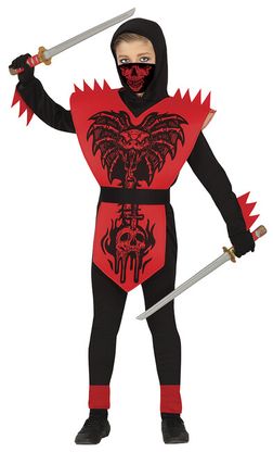 Kostým Ninja červená lebka 7-9 rokov