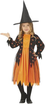 Kostým Oranžová čarodejnica s pavúkmi 5-6 rokov