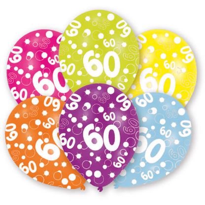 Balóny 60 rokov farebné 27,5cm 6ks