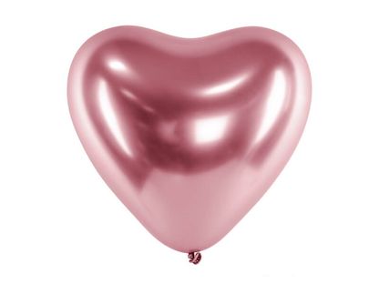 Saténové balóny srdce ružovo zlaté 30cm 50ks
