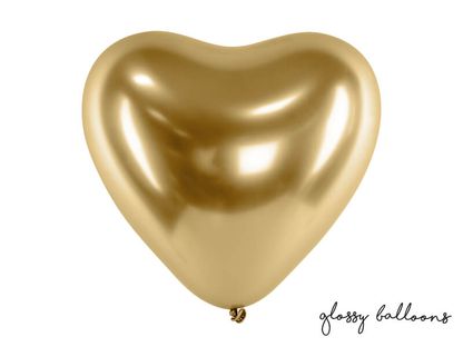 Saténové balóny srdce zlaté 30cm 50ks