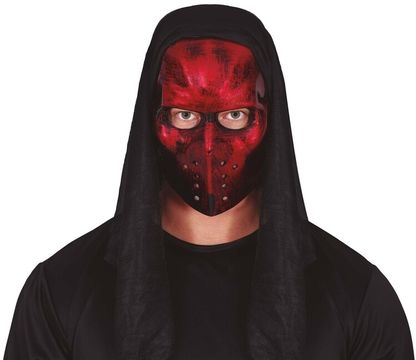 Maska Hokejová červená s kapucňou PVC