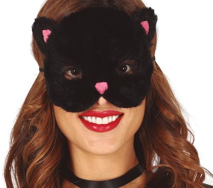 Maska Mačka čierno-ružový