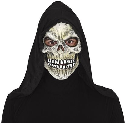 Maska Strašidelná lebka s kapucňou PVC