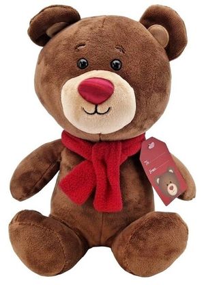 Medveď plyšový s červeným šálom 23cm