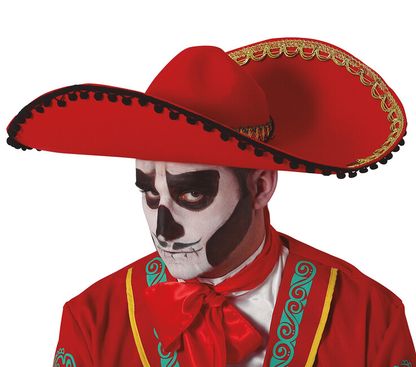 Mexický klobúk Sombrero červený filc
