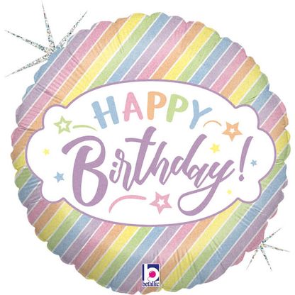 Mini fóliový balón Happy Birthday pastelový 23cm