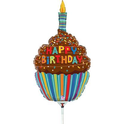 Mini fóliový balón Muffin farebný Happy Birthday 23cm