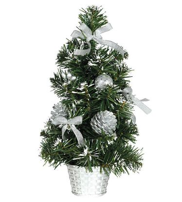 Vianočný stromček v kvetináči strieborný umelý 30cm