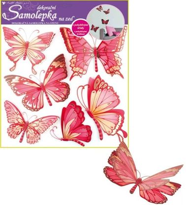 Detské nálepky na stenu motýle ružové 3D 30,5x30,5 cm