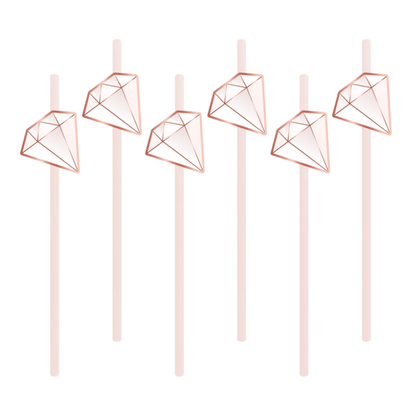 Papierové slamky Diamanty ružovo-zlaté 6ks