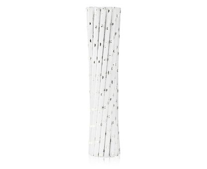 Slamky papierové Bielo-Strieborné 12ks 20cm