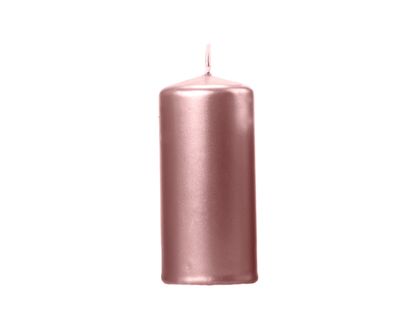 Valcové sviečky ružovo-zlaté metalická 12x6cm 6ks
