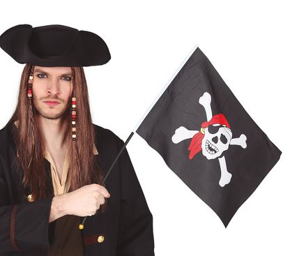 Pirátska vlajka na paličke 42x30cm