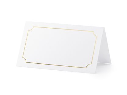 Menovky na stôl bielo-zlaté 10ks 9,5x5,5cm