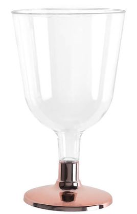 Plastové poháre na víno ružovo-zlaté 150ml 6ks