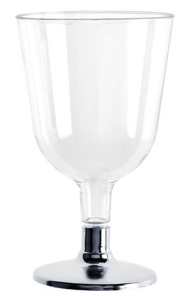 Plastové poháre na víno strieborné 150ml 6ks