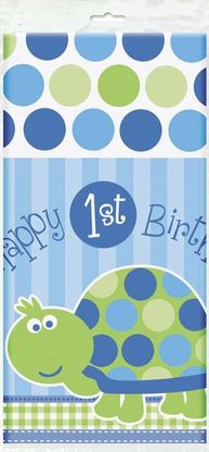 Plastový obrus 1.narodeniny chlapček korytnačka 137x213cm