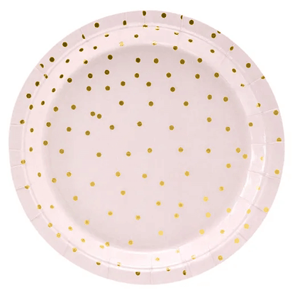 Papierové taniere svetloružové bodkované 6ks 18cm