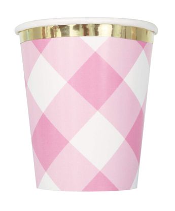 Papierové poháre 1.narodeniny dievčatko ružovo-biele 266ml 8ks