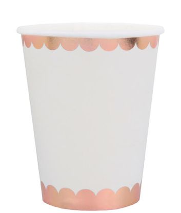 Papierové poháre bielo-ružovozlaté 270ml 10ks